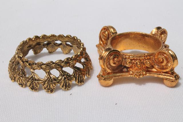 photo of vintage egg stands lot, ornate gold tone metal display holders for decorated eggs #2