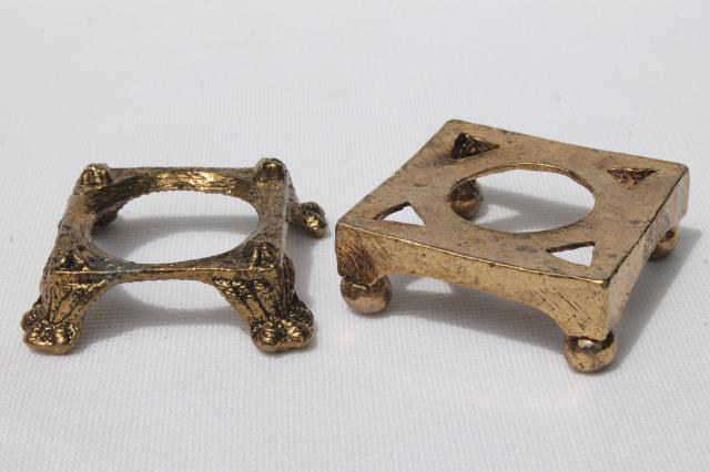 photo of vintage egg stands lot, ornate gold tone metal display holders for decorated eggs #4