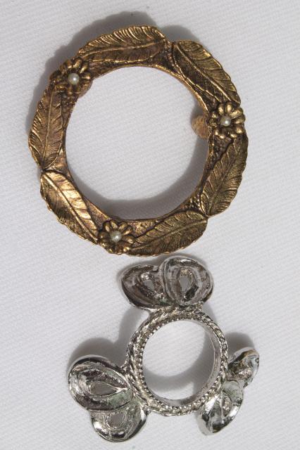 photo of vintage egg stands lot, ornate gold tone metal display holders for decorated eggs #5
