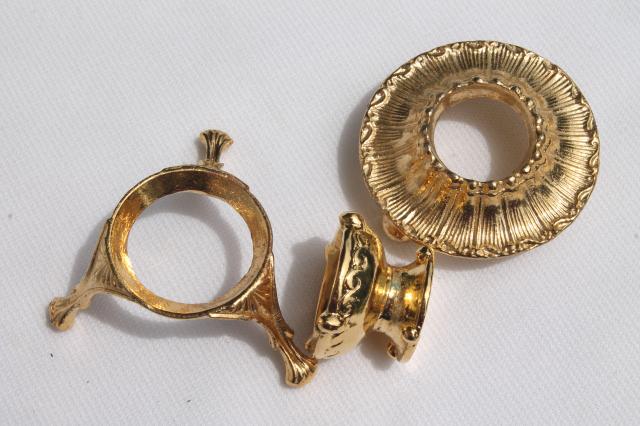 photo of vintage egg stands lot, ornate gold tone metal display holders for decorated eggs #7