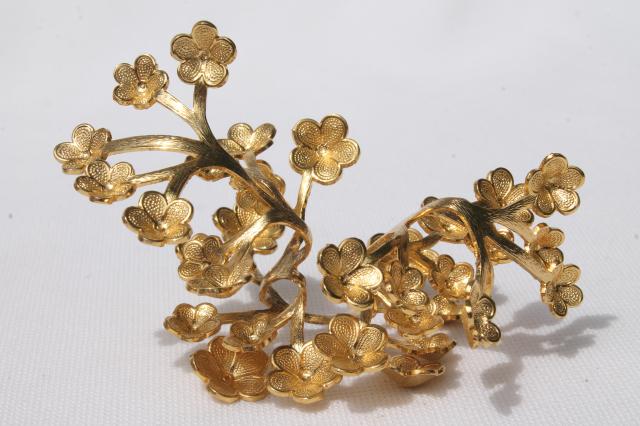 photo of vintage egg stands lot, ornate gold tone metal display holders for decorated eggs #9
