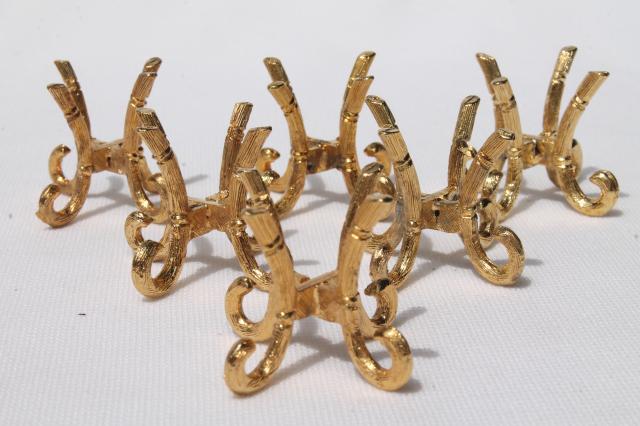 photo of vintage egg stands lot, ornate gold tone metal display holders for decorated eggs #10