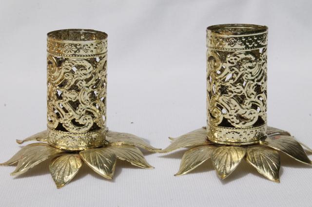 photo of vintage egg stands lot, ornate gold tone metal display holders for decorated eggs #8