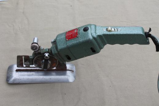 photo of vintage electric fabric cutter, Speed Cutter industrial rotary cloth cutting tool #2