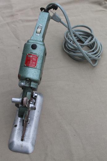 photo of vintage electric fabric cutter, Speed Cutter industrial rotary cloth cutting tool #3