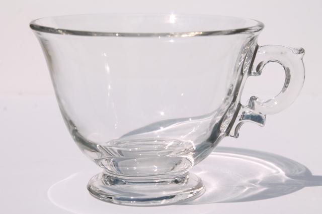 photo of vintage elegant glass tea cups & saucers, Fostoria Century crystal clear glassware #4