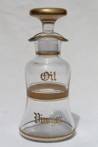 photo of vintage elegant glass vinaigrette bottle, oil & vinegar cruet for blending & serving salad dressing #1