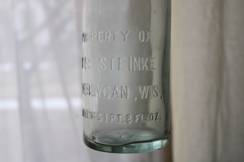 photo of vintage embossed glass bottle M L Steinke Sheboygan Wisconsin prohibition era?  #3