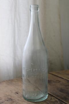 catalog photo of vintage embossed glass bottle M L Steinke Sheboygan Wisconsin prohibition era? 