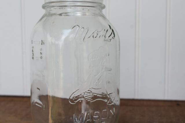 photo of vintage embossed glass canning jar, Mom's Mason jar, old fruit jar w/ grandma lady #2