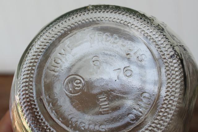 photo of vintage embossed glass canning jar, Mom's Mason jar, old fruit jar w/ grandma lady #3