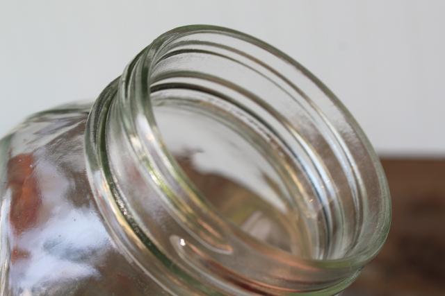 photo of vintage embossed glass canning jar, Mom's Mason jar, old fruit jar w/ grandma lady #4