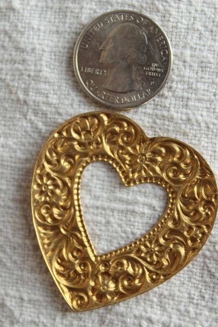 photo of vintage embossed solid brass appliques, new old stock frame ornaments & charms #8