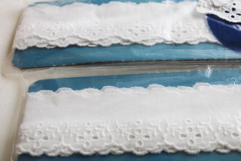 photo of vintage embroidered cotton eyelet trim made in Austria, old world folk costume lace #3