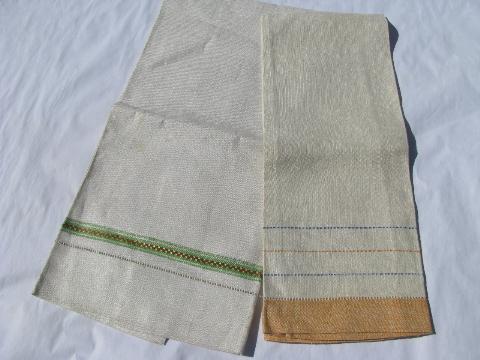 photo of vintage embroidered cotton / linen towel lot, kitchen tea towels w/ embroidery #6