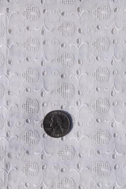 photo of vintage embroidered eyelet Swiss or French fine cotton fabric w/ embroidery #3