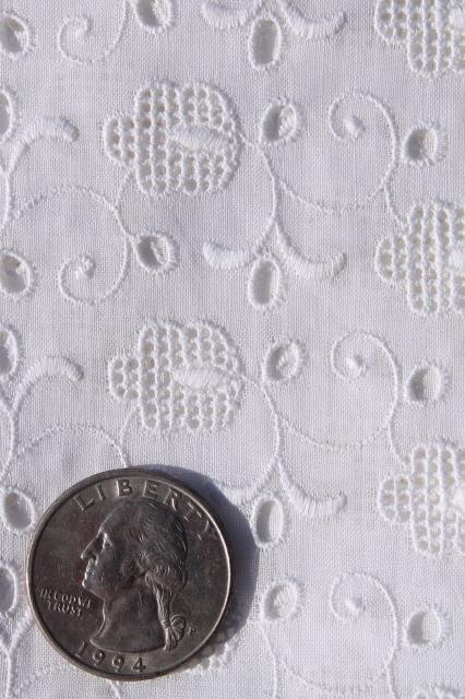 photo of vintage embroidered eyelet Swiss or French fine cotton fabric w/ embroidery #4