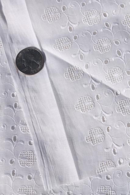 photo of vintage embroidered eyelet Swiss or French fine cotton fabric w/ embroidery #6