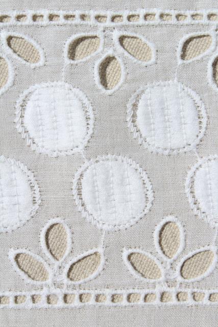 photo of vintage embroidered eyelet insertion sewing trim, Swiss embroidery white cotton fabric #4