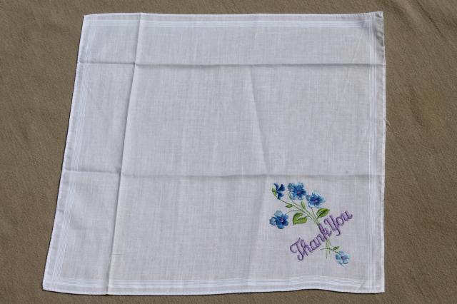 photo of vintage embroidered hankies, Happy Birthday & Thank You gift handkerchiefs #5