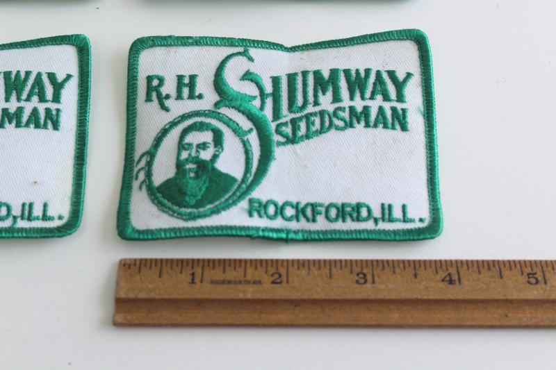 photo of vintage embroidered patches, badges for R S Shumway Seedsman Rockford Illinois #2