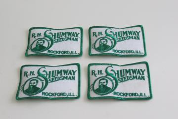 vintage embroidered patches, badges for R S Shumway Seedsman Rockford Illinois