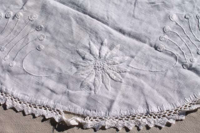 photo of vintage embroidered whitework linens, huge lot of table runners w/ embroidery & crochet lace #4