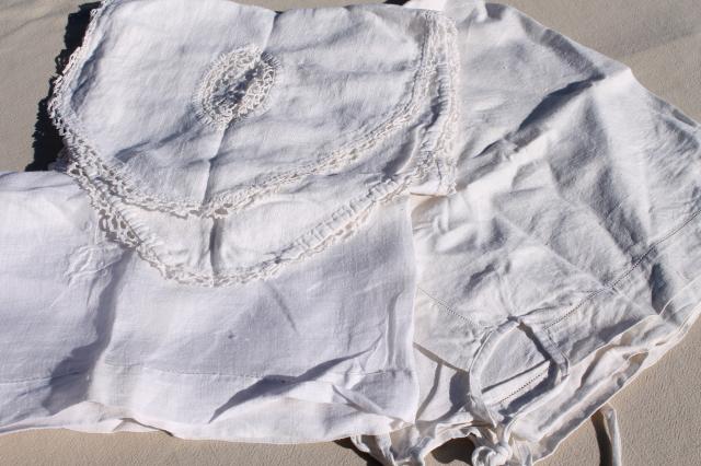 photo of vintage embroidered whitework linens, huge lot of table runners w/ embroidery & crochet lace #8