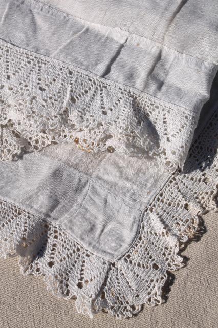 photo of vintage embroidered whitework linens, huge lot of table runners w/ embroidery & crochet lace #10