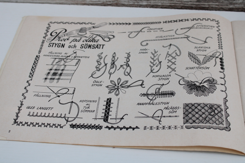 photo of vintage embroidery book from Sweden, monogram letters, folk art designs, traditional stitches #4