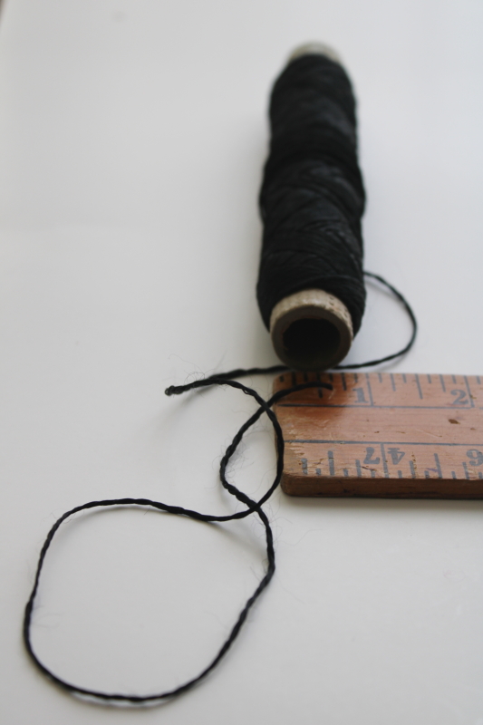 photo of vintage embroidery floss, large spool black silky rayon imitation silk thread #2