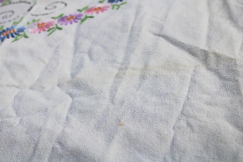 photo of vintage embroidery, hand embroidered cotton bedspread w/ sunbonnet lady belles #3