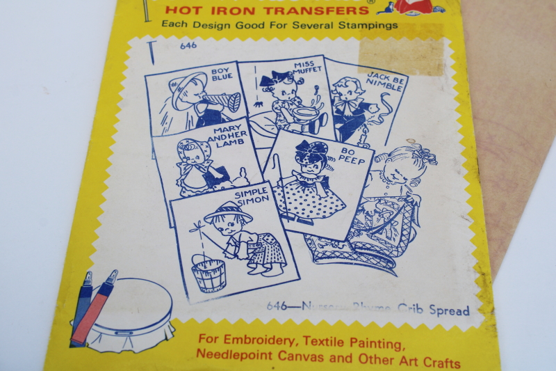 photo of vintage embroidery transfers, Aunt Martha's nursery rhymes Dolly Dingle style baby characters #2
