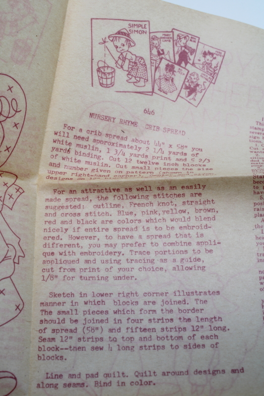 photo of vintage embroidery transfers, Aunt Martha's nursery rhymes Dolly Dingle style baby characters #3