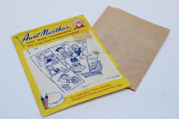 catalog photo of vintage embroidery transfers, Aunt Martha's nursery rhymes Dolly Dingle style baby characters 