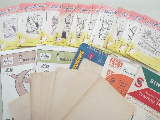 photo of vintage embroidery transfers lot, Artex, Aunt Martha's hot iron transfers etc.  #1