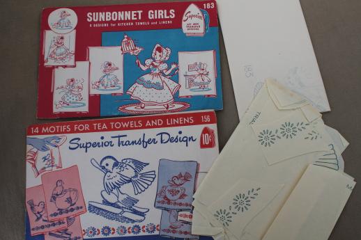 photo of vintage embroidery transfers lot, Vogart colored iron-on transfers etc. #3