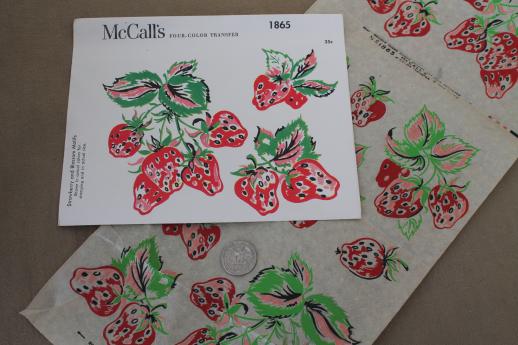 photo of vintage embroidery transfers lot, Vogart colored iron-on transfers etc. #7