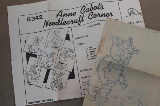 photo of vintage embroidery transfers lot, Vogart colored iron-on transfers etc. #9