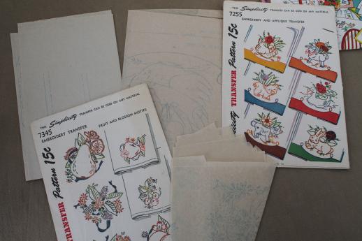 photo of vintage embroidery transfers lot, Vogart colored iron-on transfers etc. #11