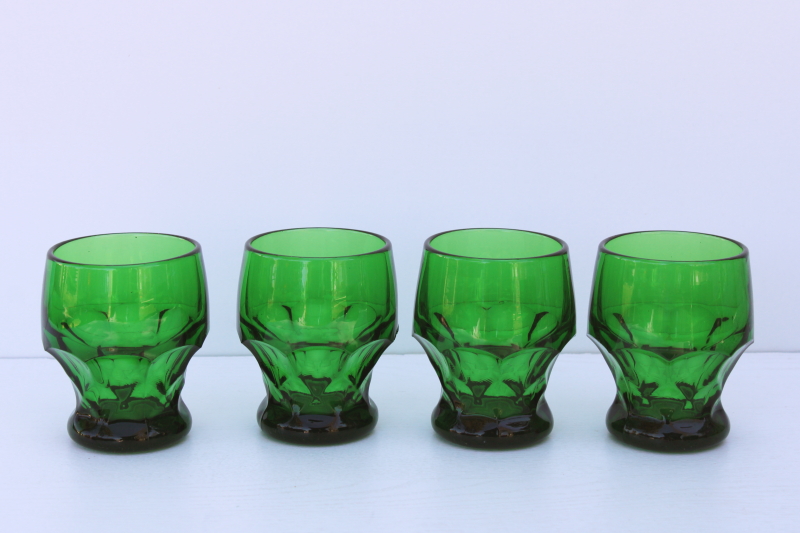 photo of vintage emerald green Georgian honeycomb pattern tumblers, Viking glass or Mosser #1