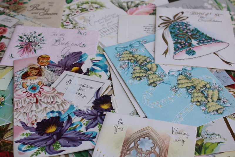 photo of vintage ephemera, huge lot 1950s wedding & shower greeting bridal gift cards 150+ pieces #2
