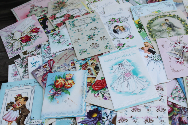 photo of vintage ephemera, huge lot 1950s wedding & shower greeting bridal gift cards 150+ pieces #4