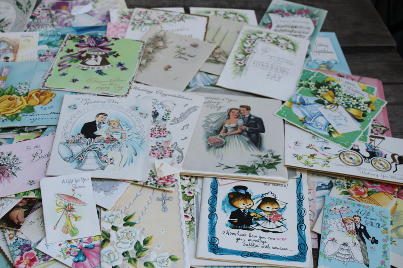 photo of vintage ephemera, huge lot 1950s wedding & shower greeting bridal gift cards 150+ pieces #5