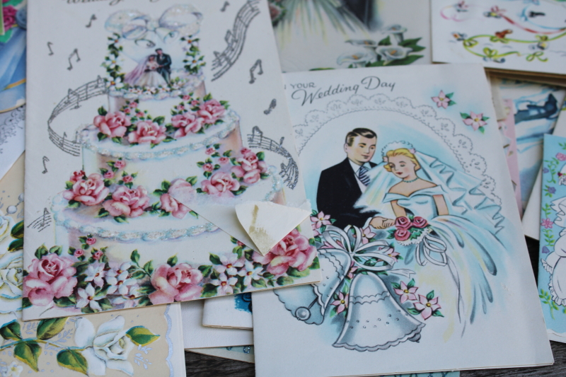 photo of vintage ephemera, huge lot 1950s wedding & shower greeting bridal gift cards 150+ pieces #6
