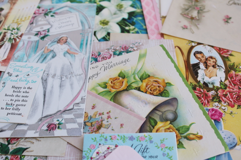 photo of vintage ephemera, huge lot 1950s wedding & shower greeting bridal gift cards 150+ pieces #7