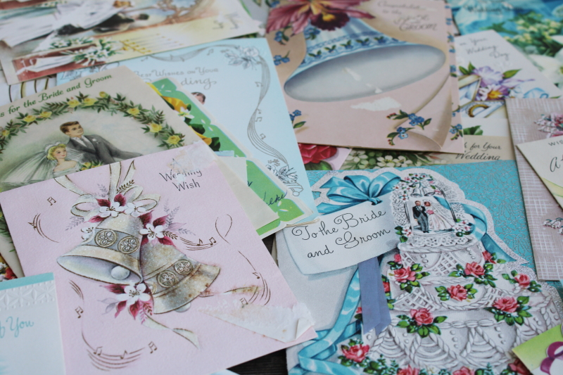photo of vintage ephemera, huge lot 1950s wedding & shower greeting bridal gift cards 150+ pieces #8
