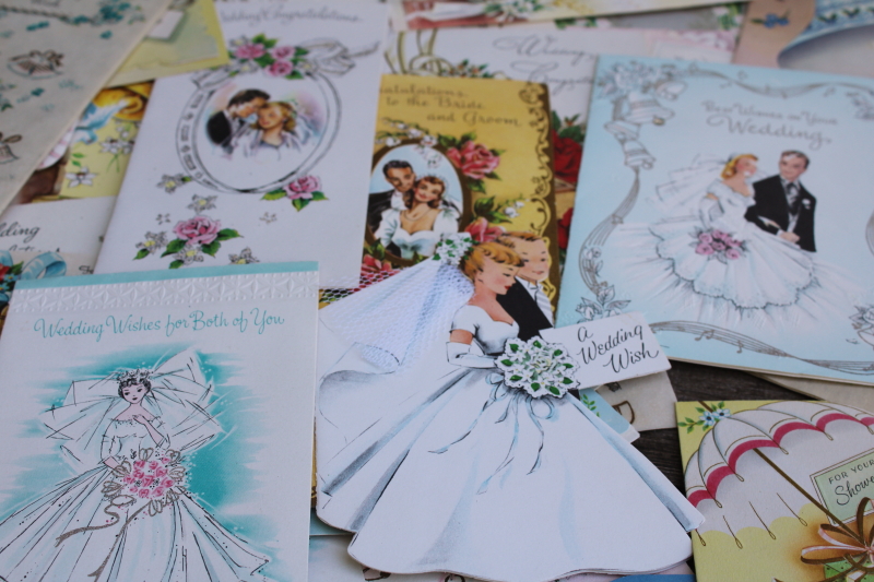 photo of vintage ephemera, huge lot 1950s wedding & shower greeting bridal gift cards 150+ pieces #9