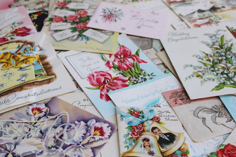 photo of vintage ephemera, huge lot 1950s wedding & shower greeting bridal gift cards 150+ pieces #10