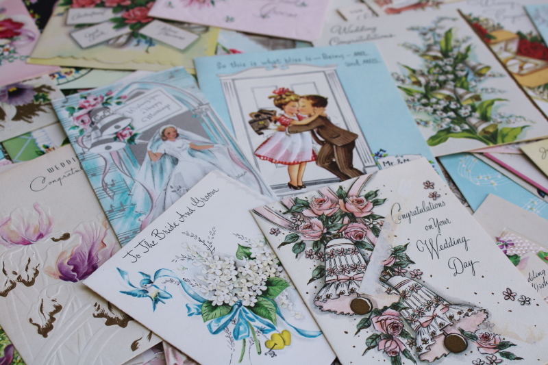 photo of vintage ephemera, huge lot 1950s wedding & shower greeting bridal gift cards 150+ pieces #11